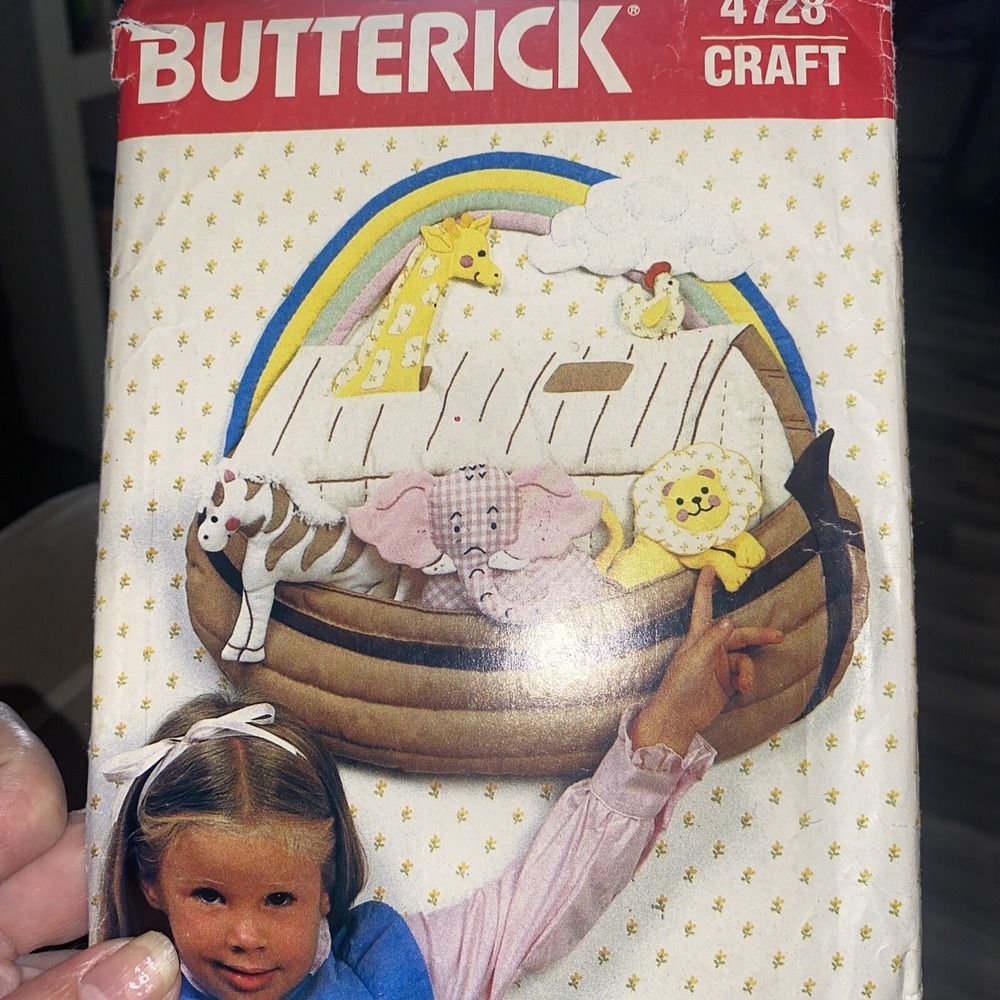Vintage Butterick 4728 Noahs Ark Quilted Wall Hanging Sewing Pattern Uncut